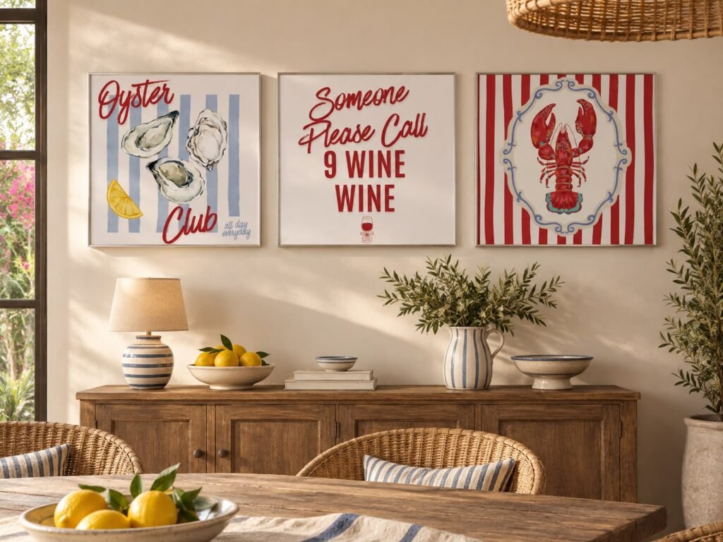 Composição com 3 Quadros Casa Mar